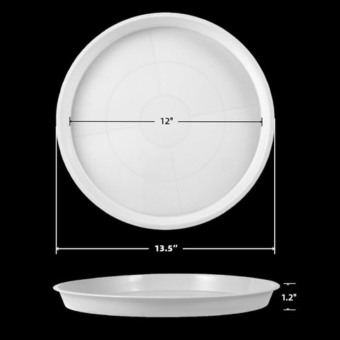 Kichwit white 4-pack plant trays under pots prevent leaks and spills.