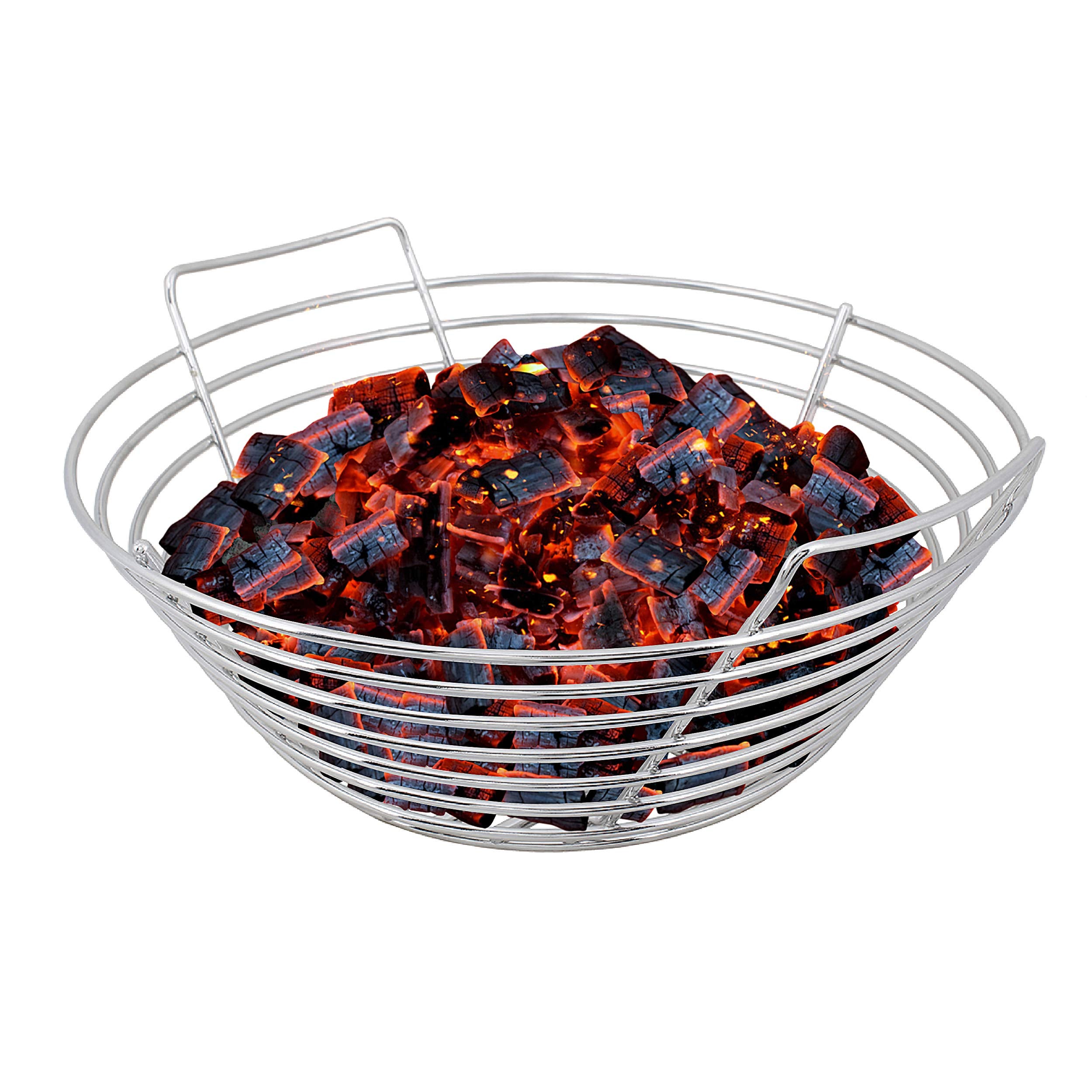 Kick Ash Basket large for Big Green Egg – front view shows steady heat