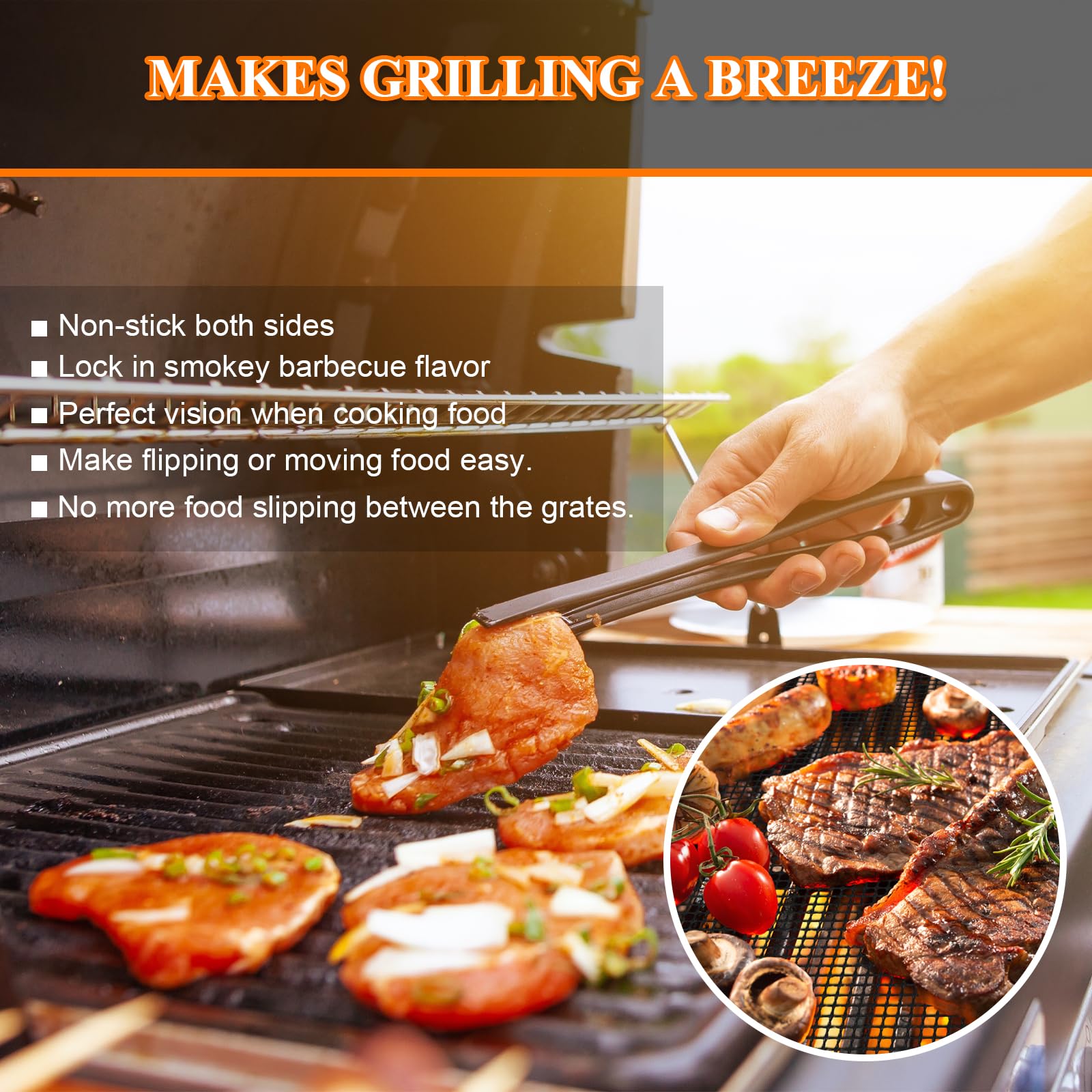 KICKOIL dishwasher-safe grill mats simplify cleanup after grilling sessions.
