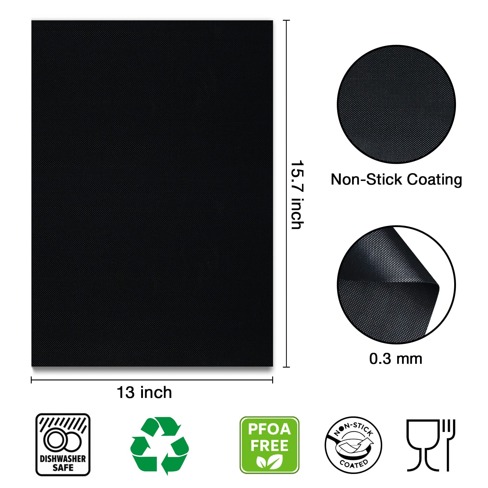 Close-up of KICKOIL grill mat showing non-stick coating for easy release