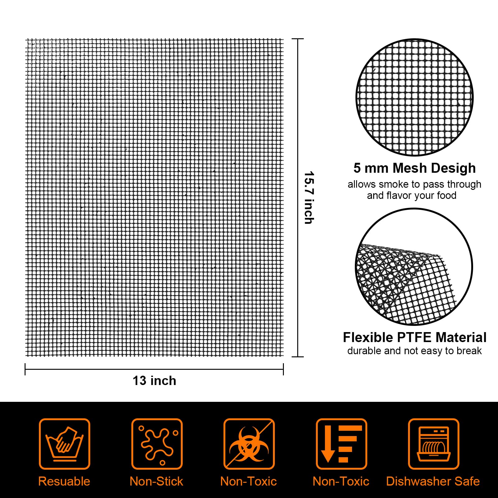 KICKOIL non-stick grill mat for vegetables and fish, prevents sticking.