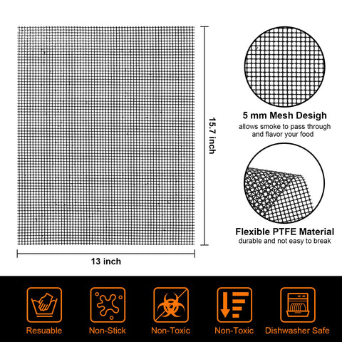 KICKOIL non-stick grill mat for vegetables and fish, prevents sticking.