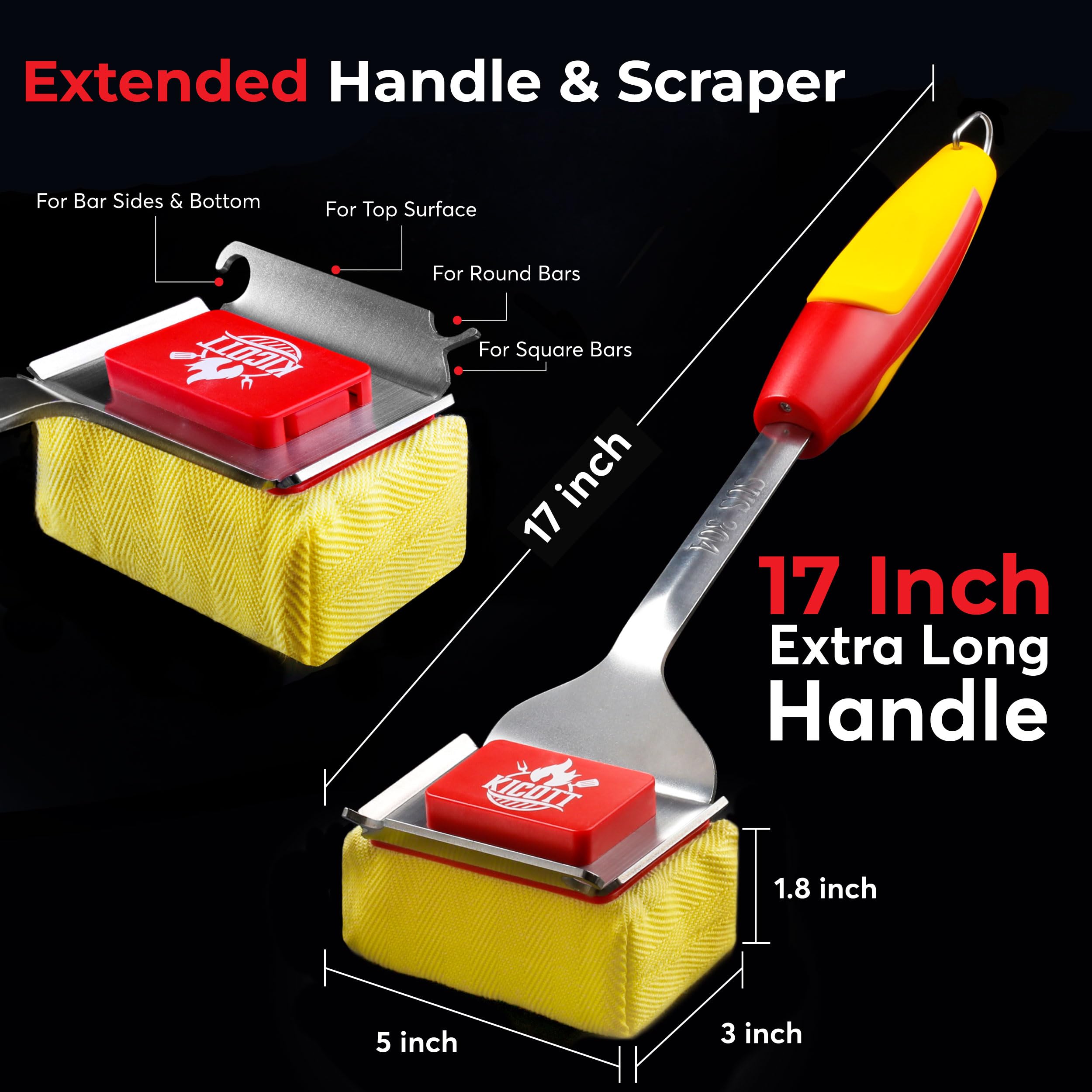 Kicott SteamWizards kit components with replaceable head and sturdy handle.