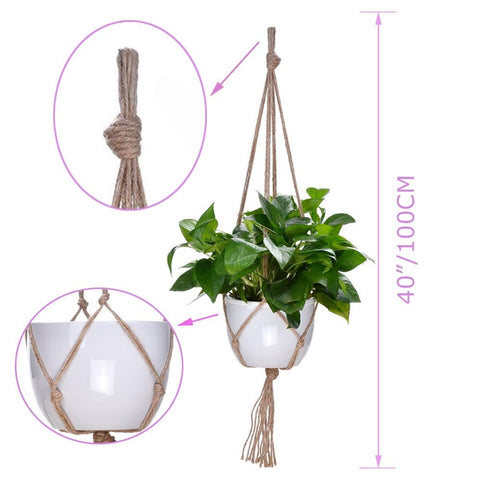 Kicovitifa natural jute macrame hanger lifting a round pot for a cozy home decor touch