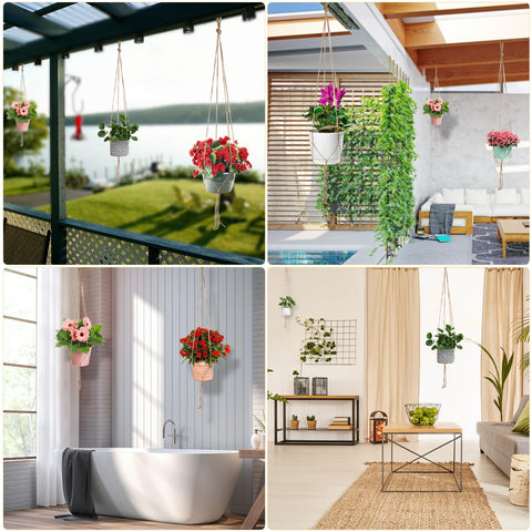 Kicovitifa 40-inch plant hanger pairs with outdoor gardens for elevated plant displays