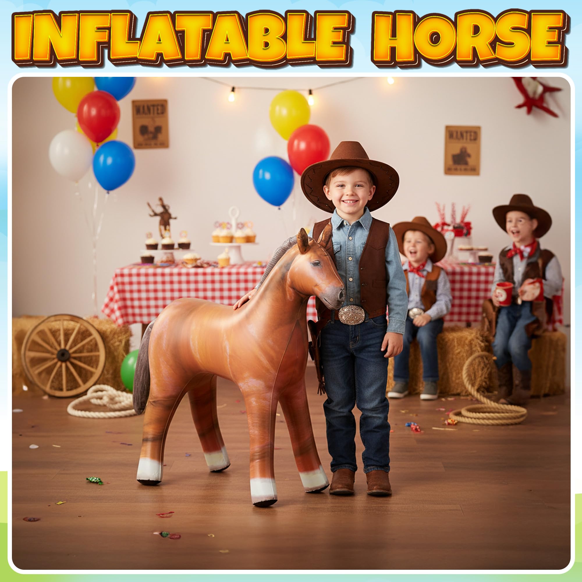 KiddieLoot durable vinyl horse suitable for indoor or outdoor displays.