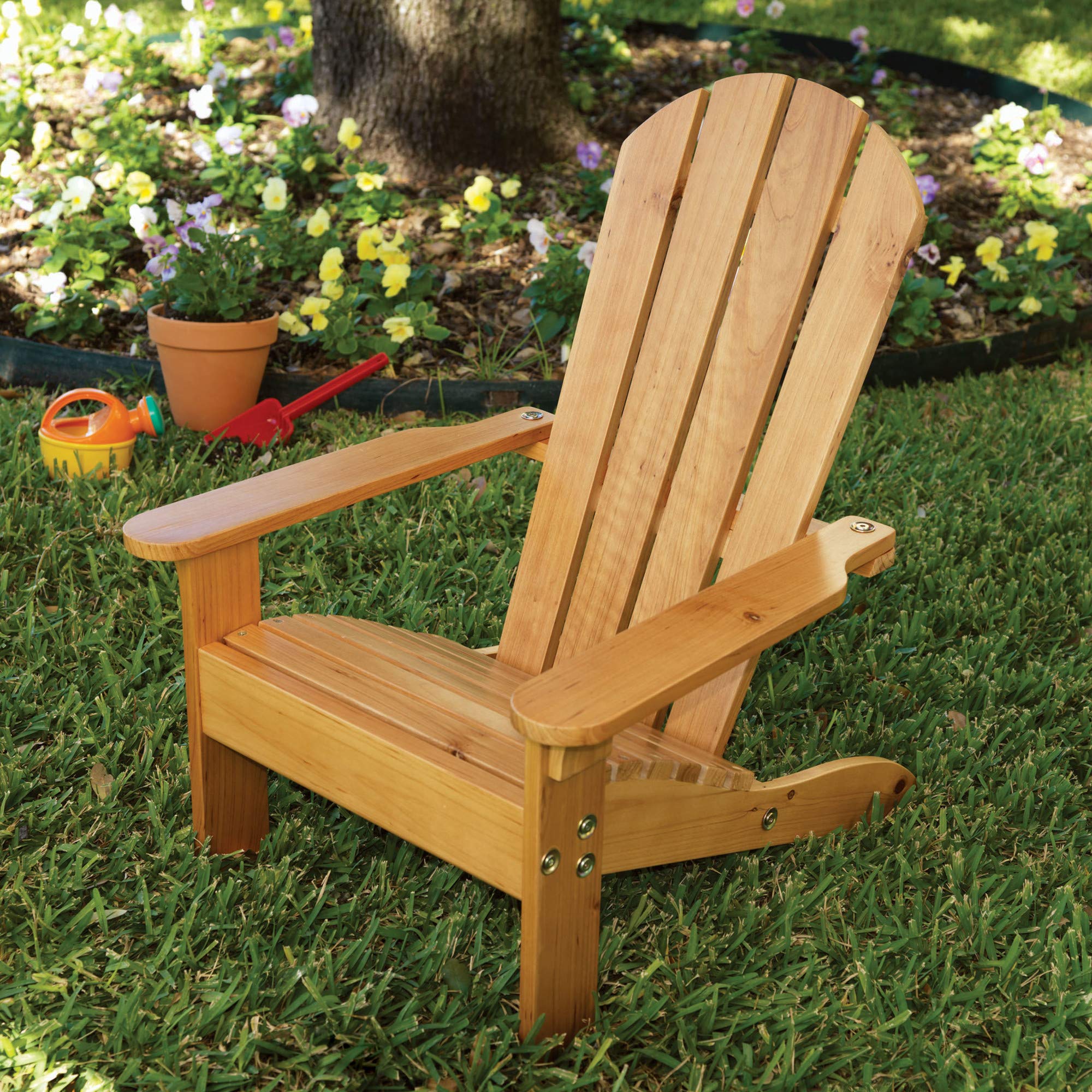 KidKraft Adirondack chair for ages 3-8 supports safe, comfortable seating outdoors.