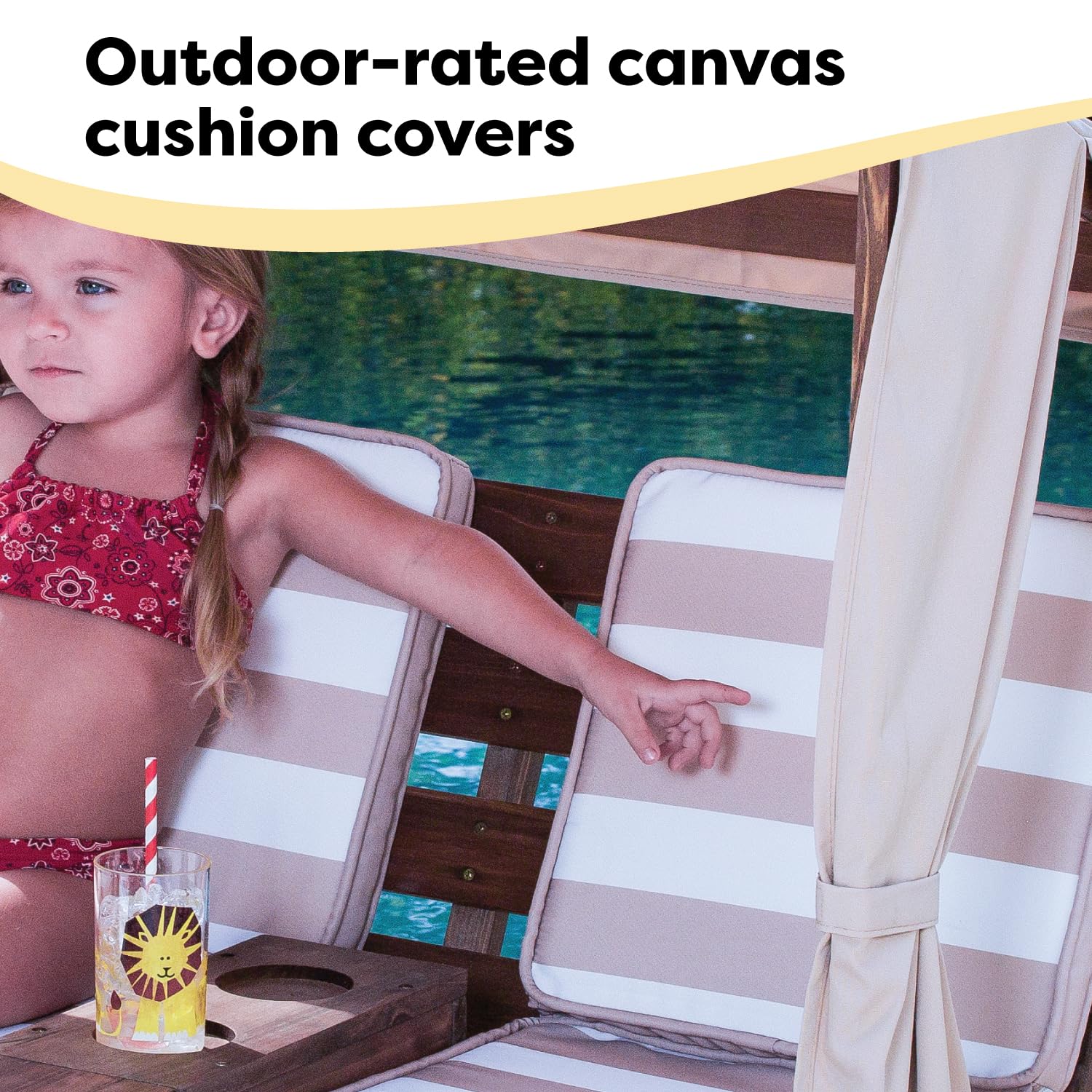 Backyard scene with KidKraft lounge highlighting weather‑ready style