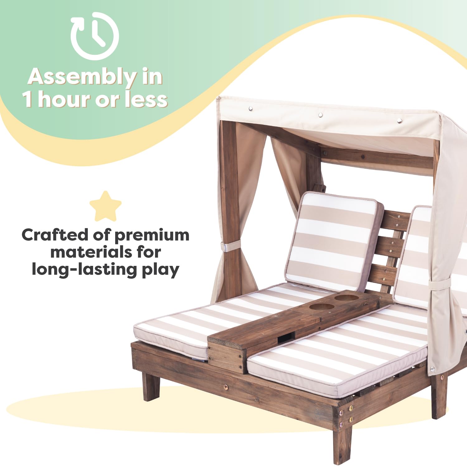 Canvas cushions on the KidKraft dual seat lounging area