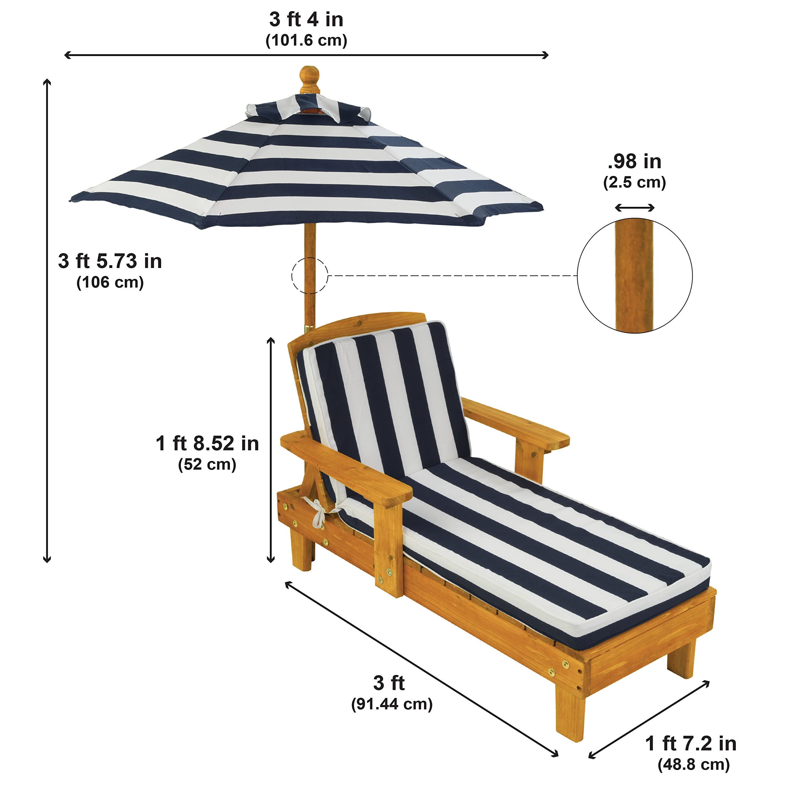 Backyard scene showing KidKraft chaise lounge integrated with other furniture pieces.