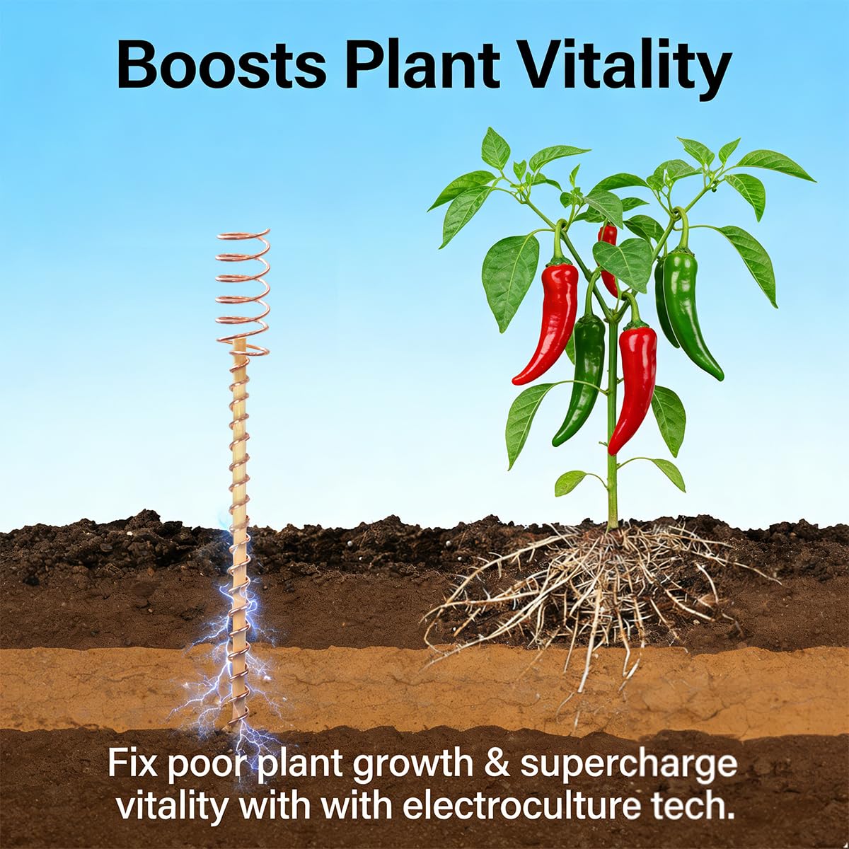 Kidpet six pack copper plant stakes with antennas for potential yield