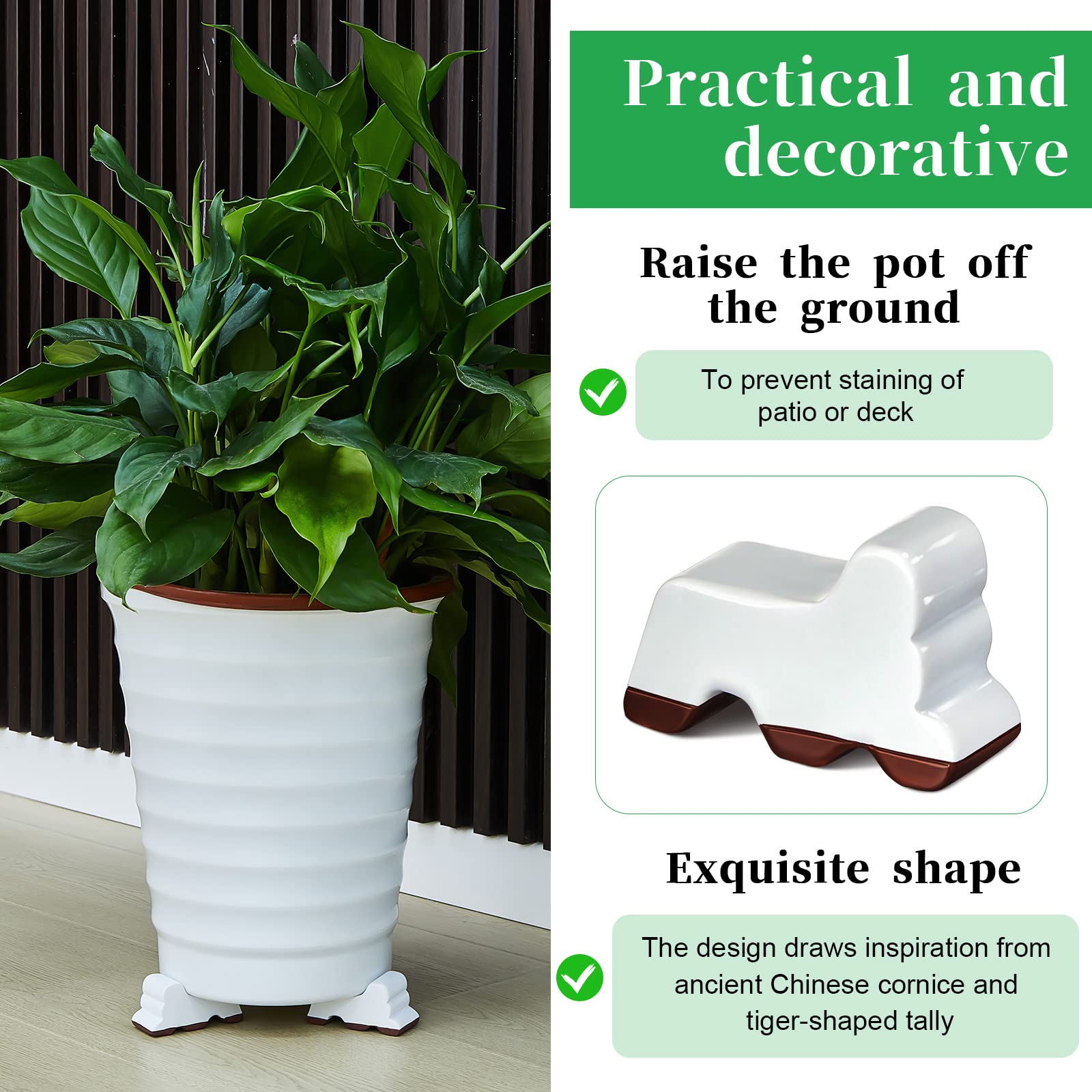 Kigeli frost-proof resin pot feet for durable outdoor use