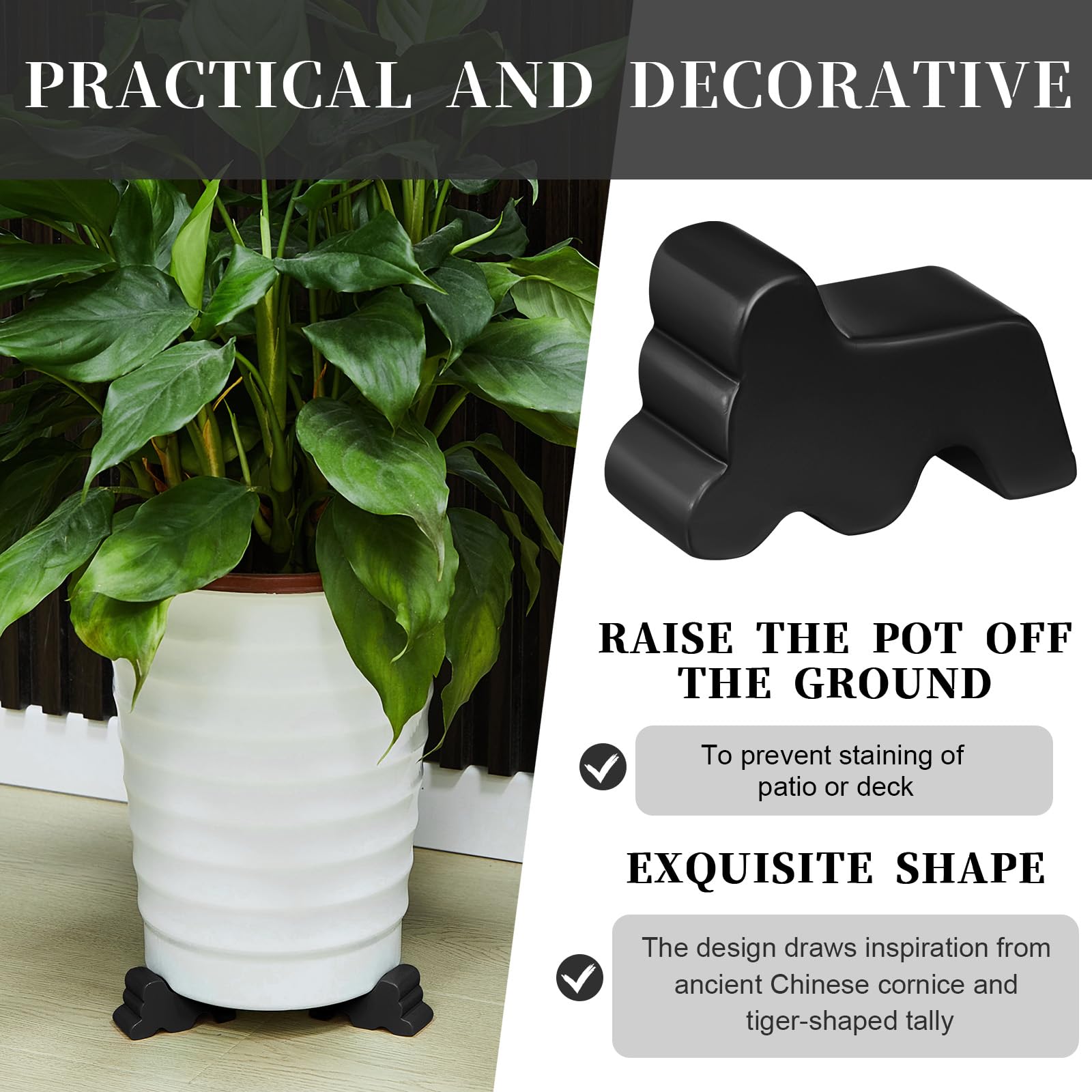 Kigeli outdoor planter feet protect patio surfaces while keeping pots ventilated.