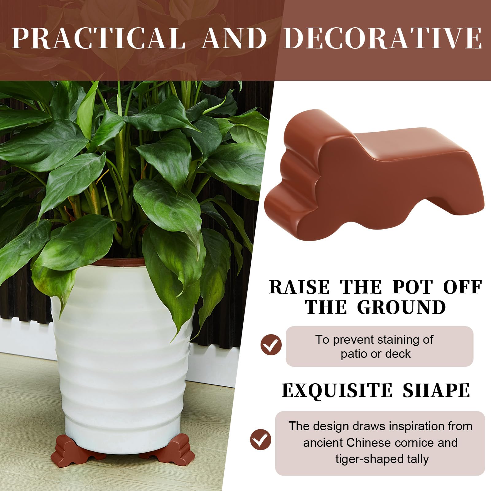 Kigeli resin pot feet under pot elevating setup