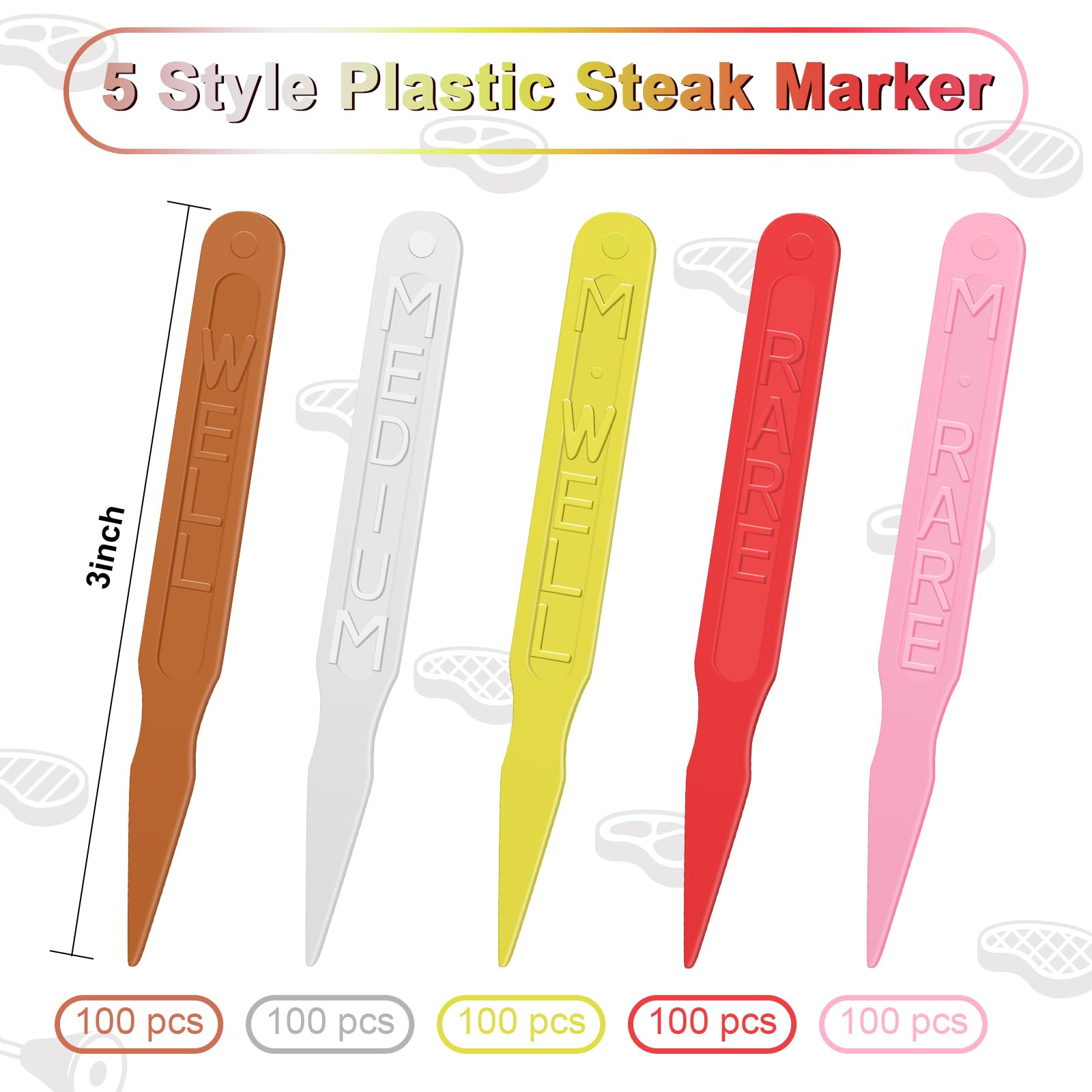 Kigley 3-inch plastic markers with color coding for reliable grilling