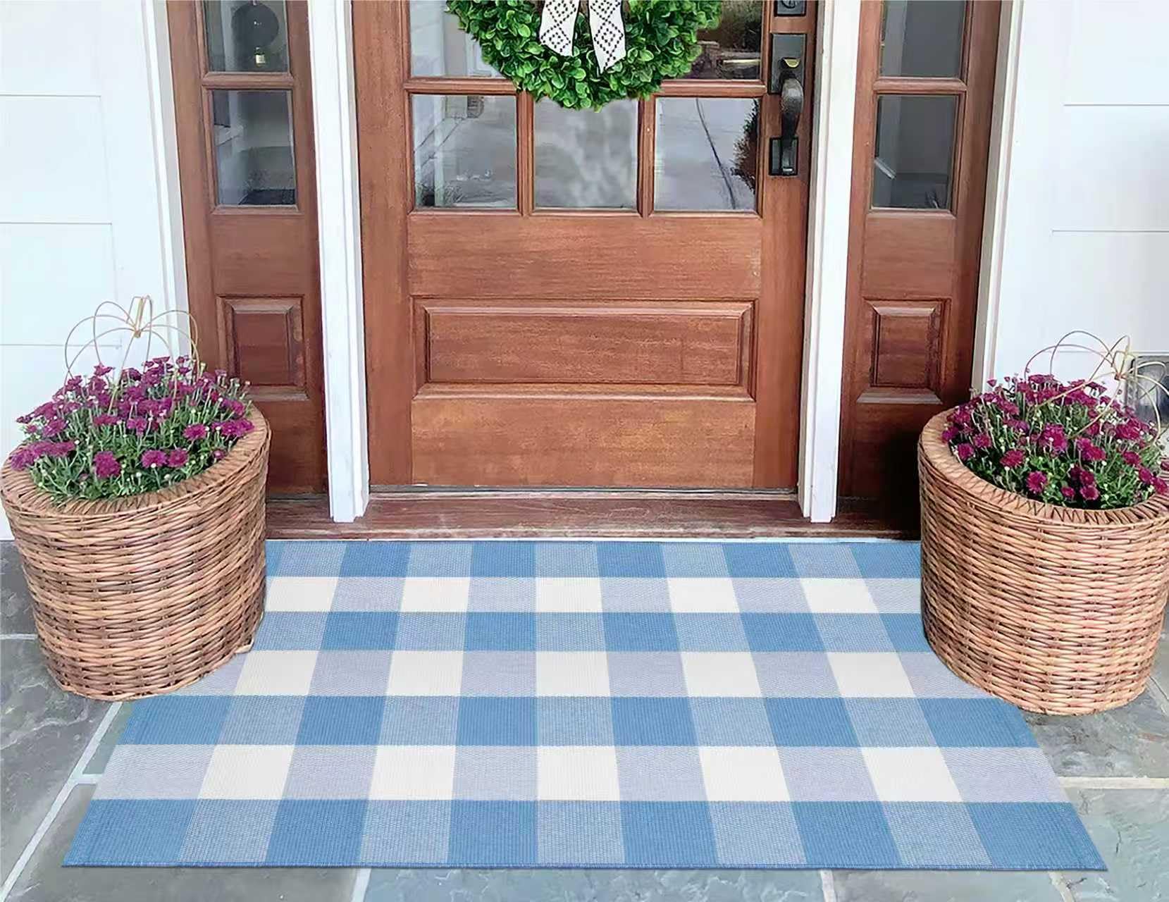 KIhipIoe buffalo plaid outdoor rug dining room defines warm, stylish dining area.