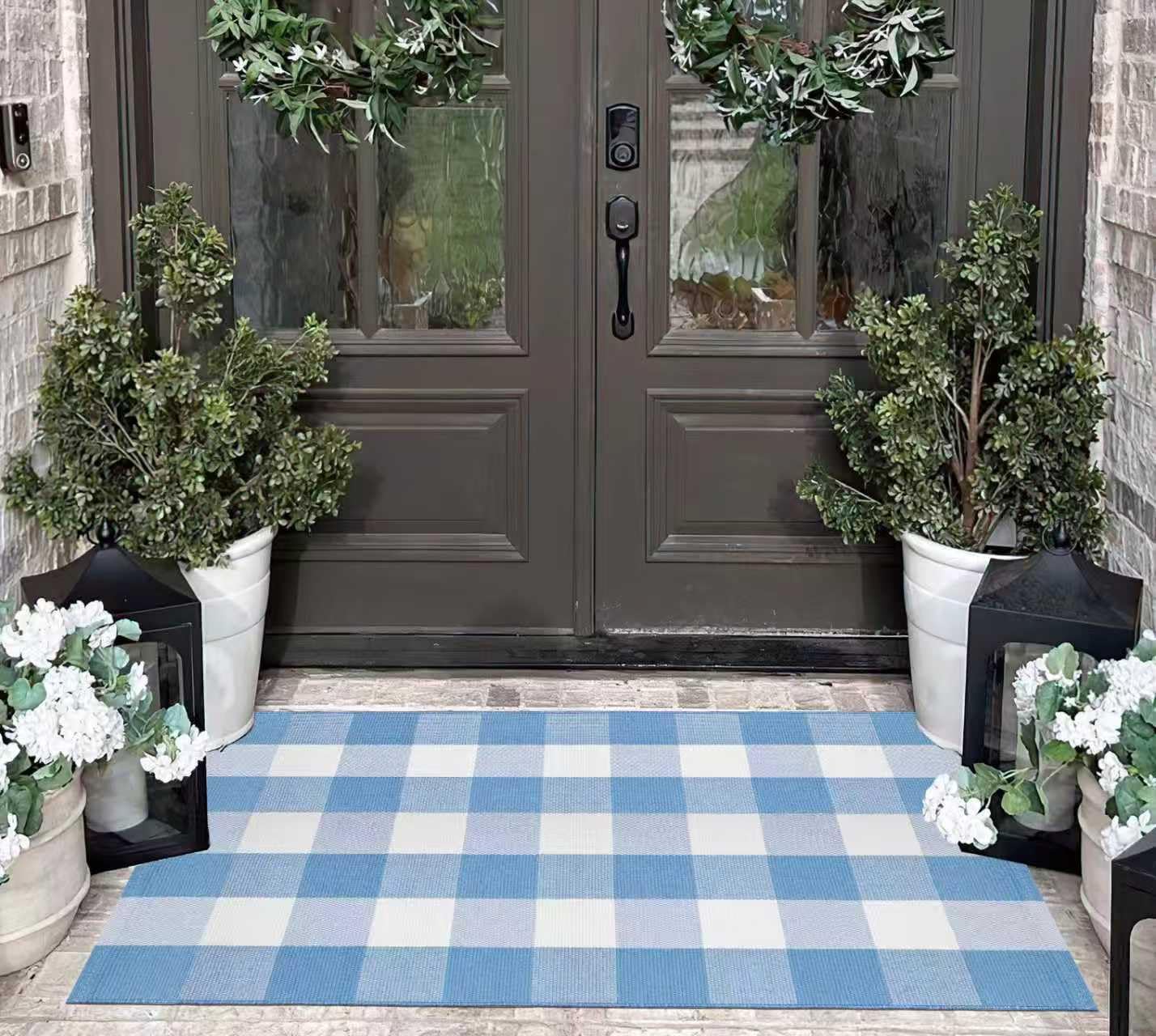 KIhipIoe buffalo plaid outdoor rug kitchen area for versatile, washable decor.