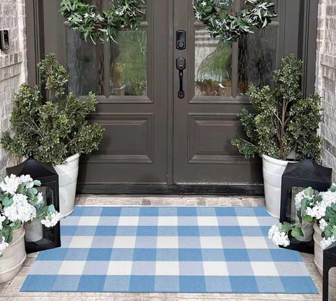 KIhipIoe buffalo plaid outdoor rug kitchen area for versatile, washable decor.