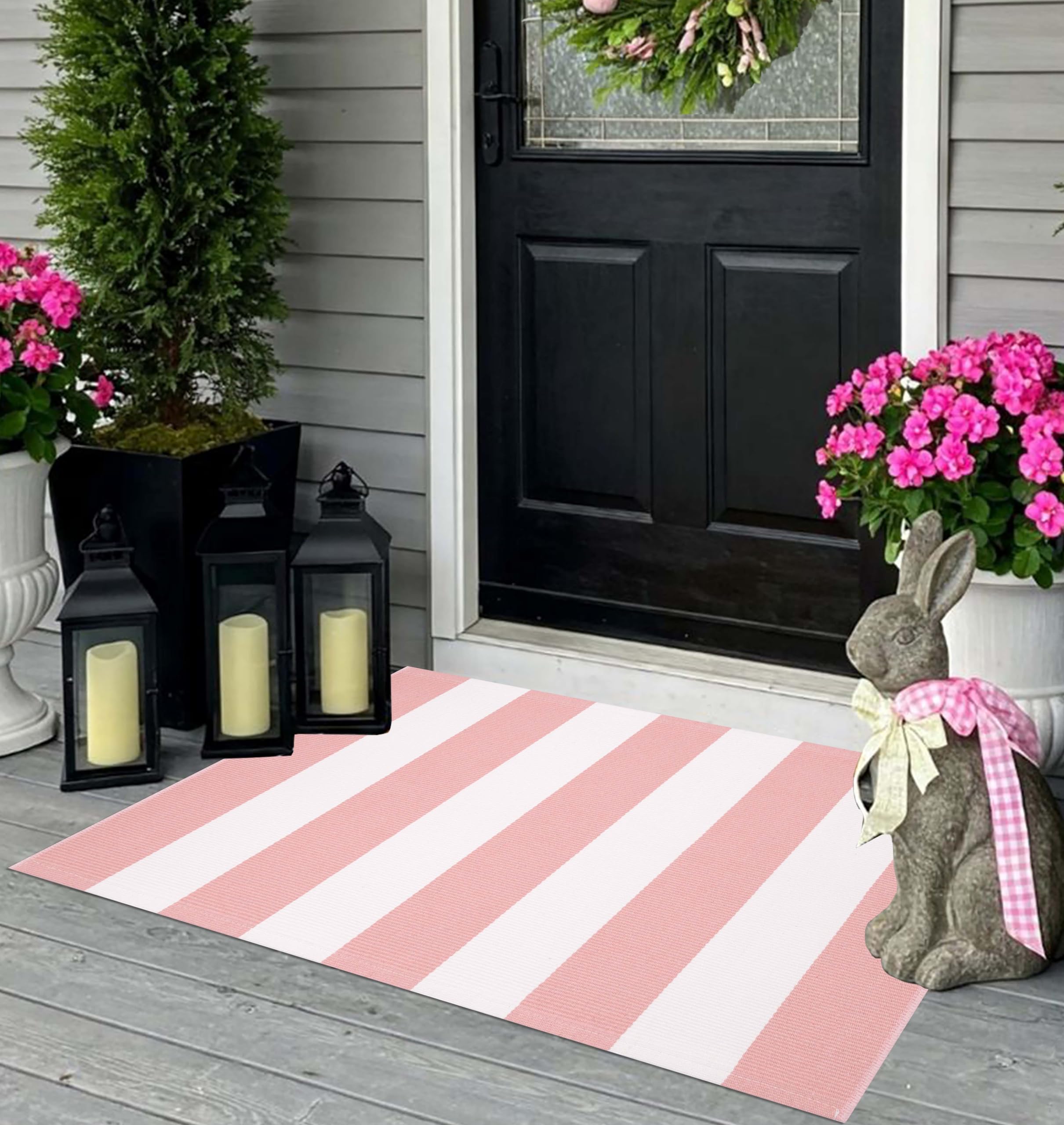 KIhipIoe outdoor rug resists fading and holds color with gentle washing