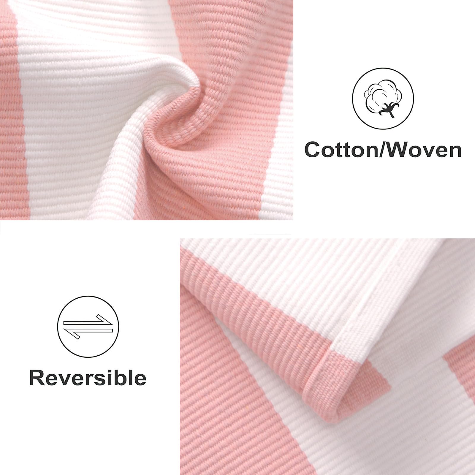 KIhipIoe striped cotton mat ideal for entryways, blending style with easy maintenance