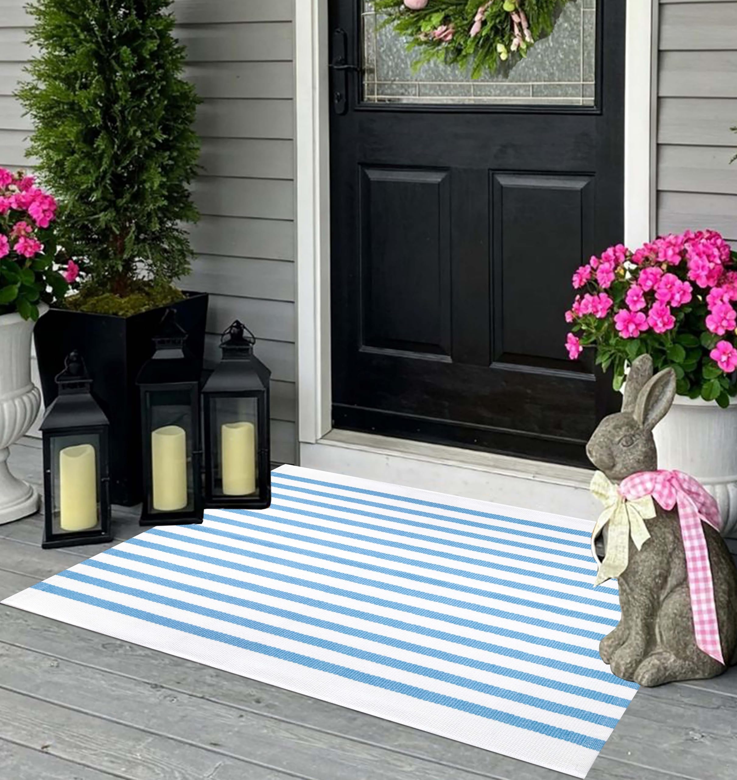 KIhipIoe welcome mat stripe cotton rug enhancing doorway with style