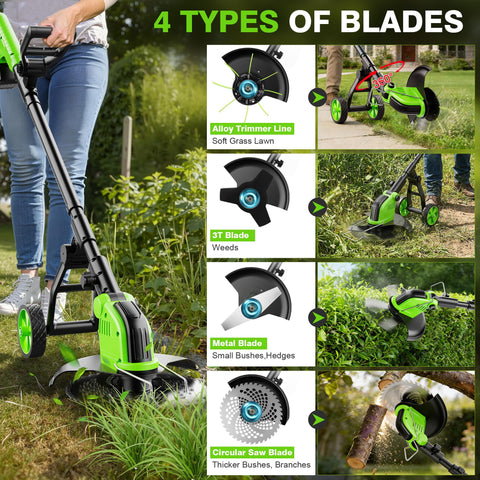 Kihoplly 4 in 1 blades options handles grass edging brush and mowing