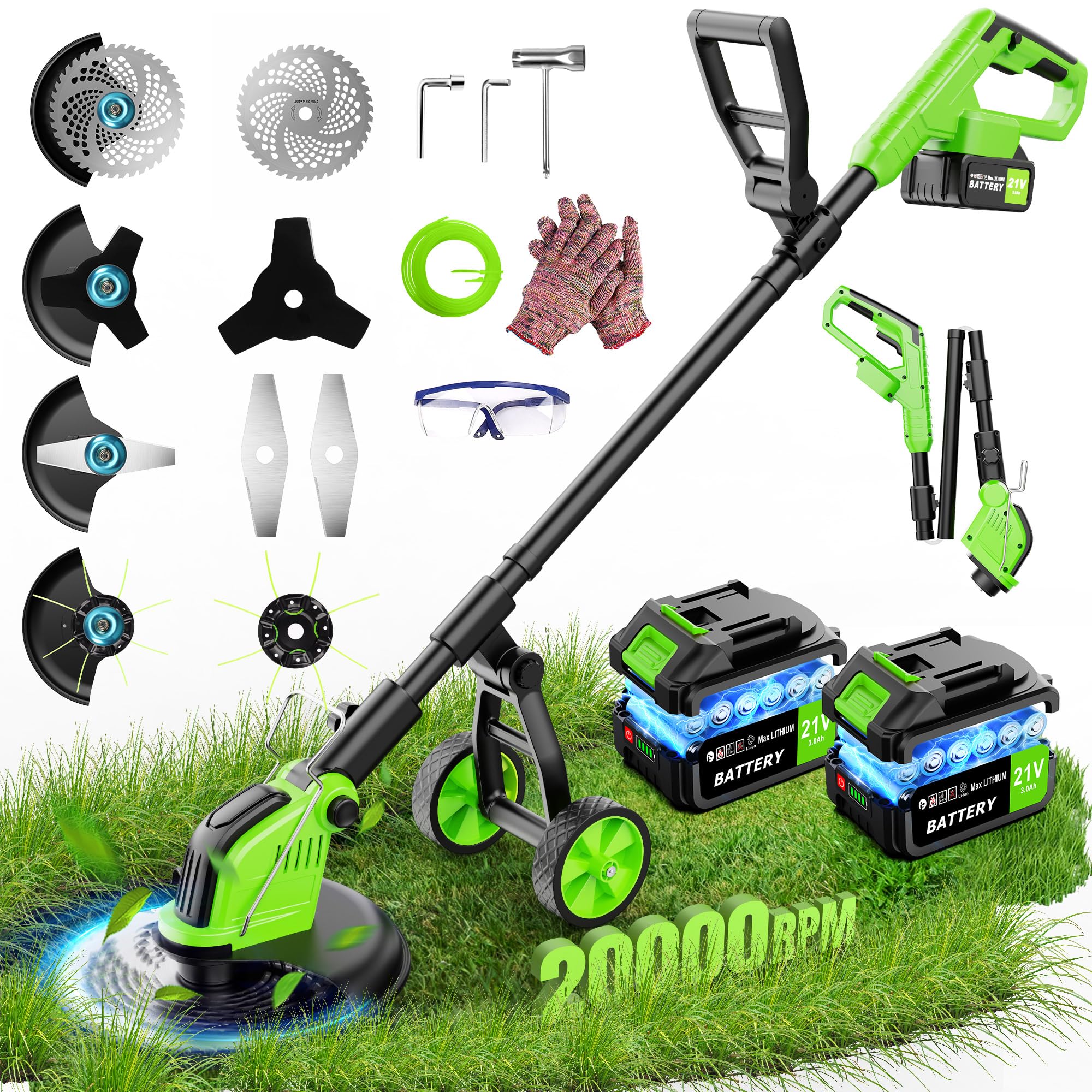 Kihoplly weed wacker with wheels provides stable movement across the lawn