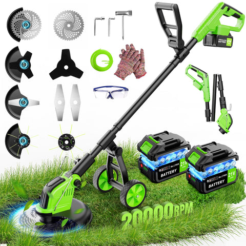 Kihoplly weed wacker with wheels provides stable movement across the lawn