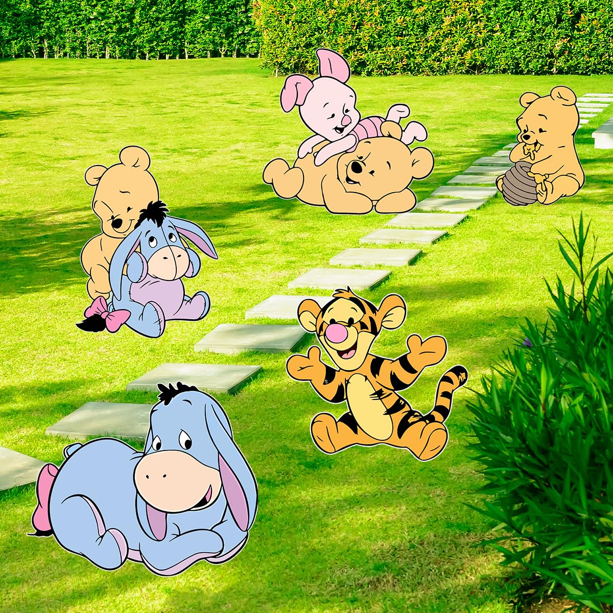 Kihraw outdoor lawn signs support playful party decor.