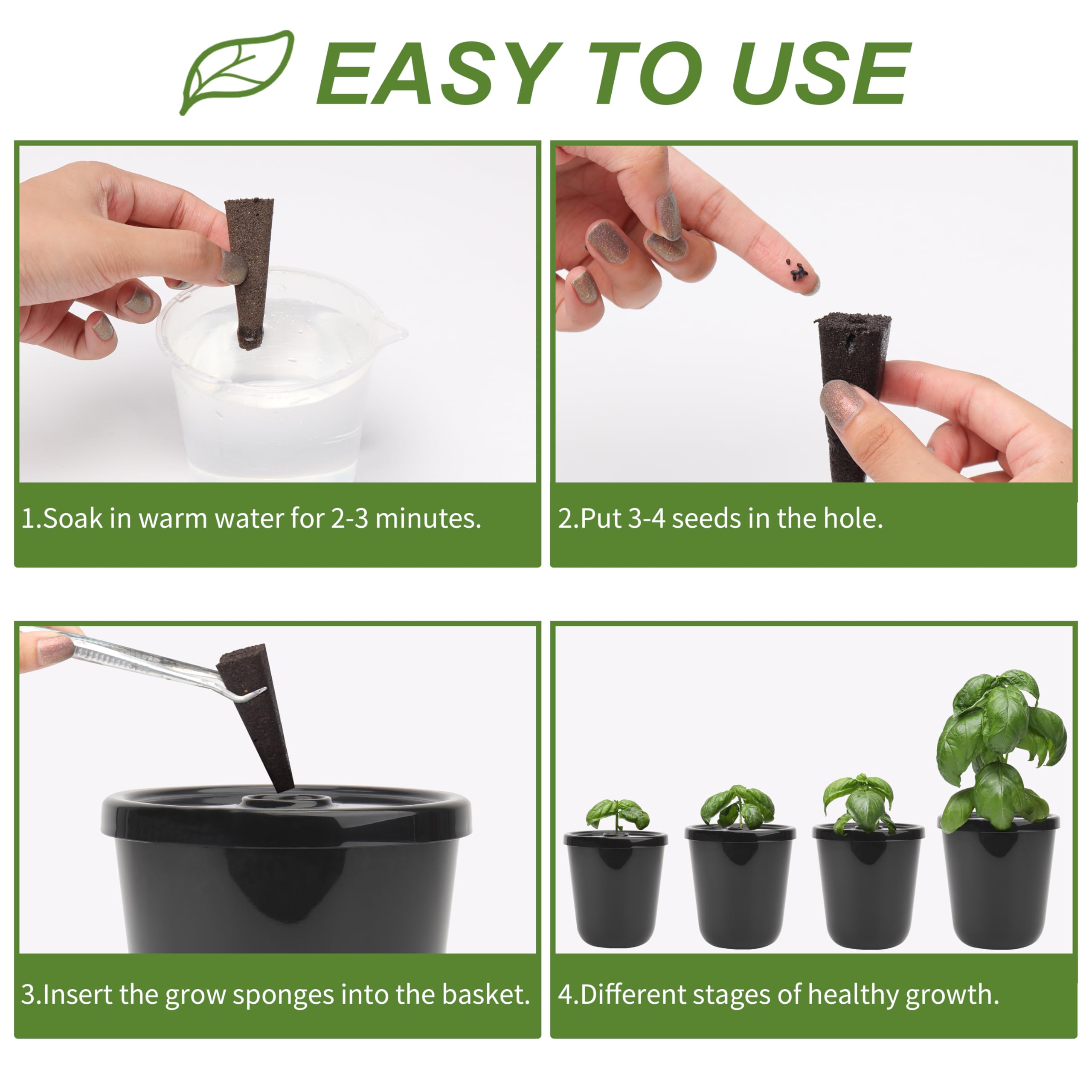 Kiicii grow sponges 24-pack close view supports healthy rooting