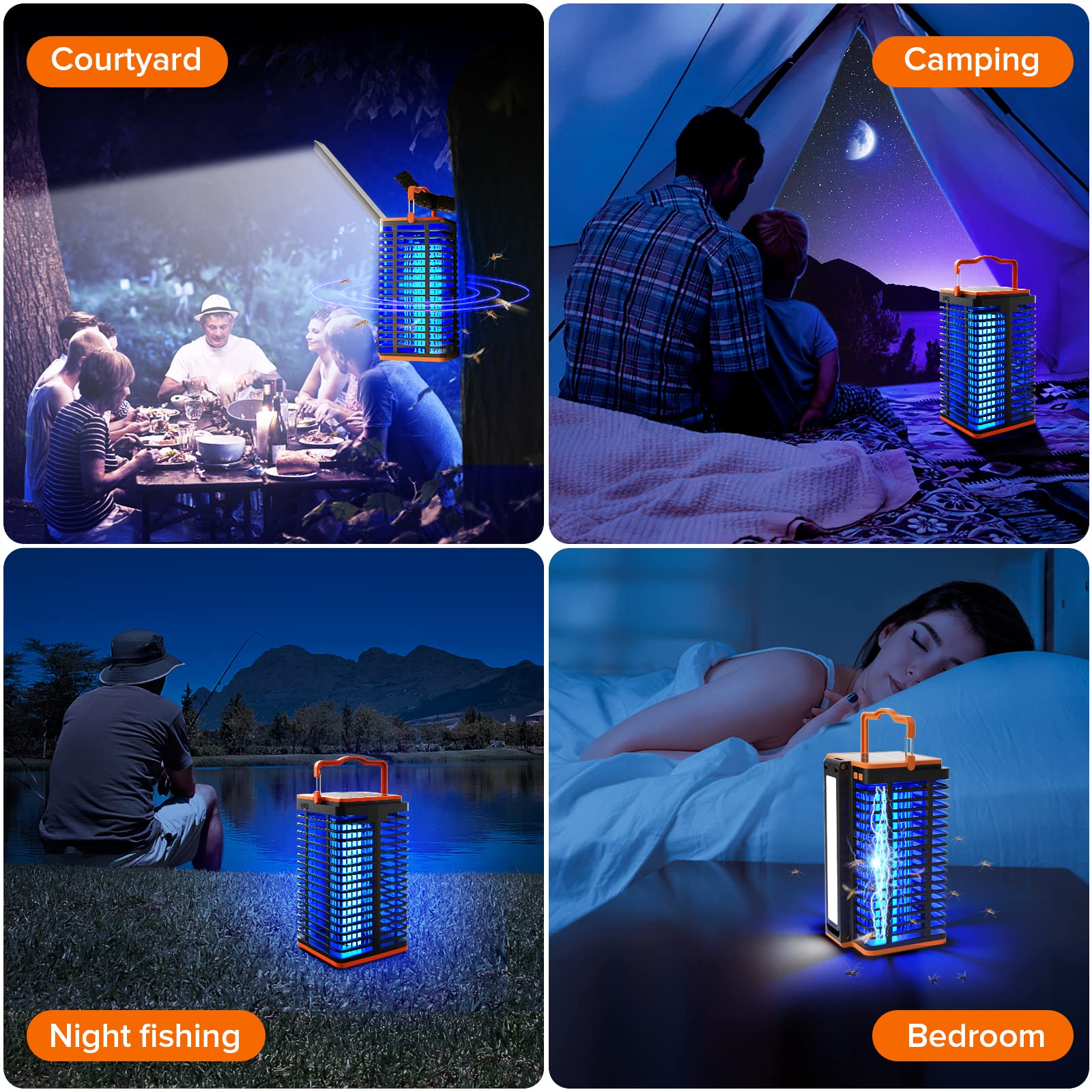 Kiies Solar Bug Zapper 4000mAh battery powers cordless use