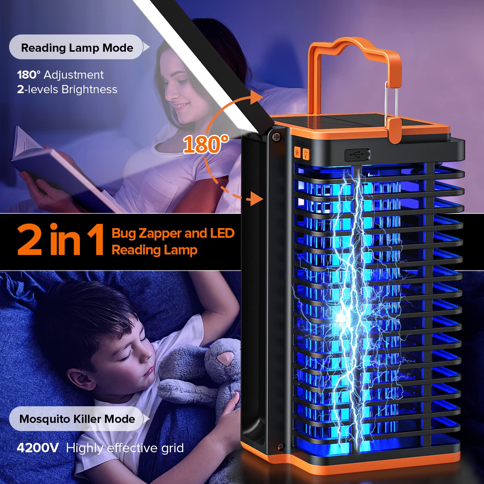 Kiies Solar Bug Zapper outdoors hanging design for flexible placement