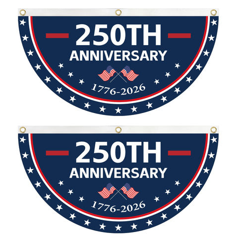 KIIPOAPAU 250th anniversary bunting in 1.5x3 ft with bold patriotic colors.
