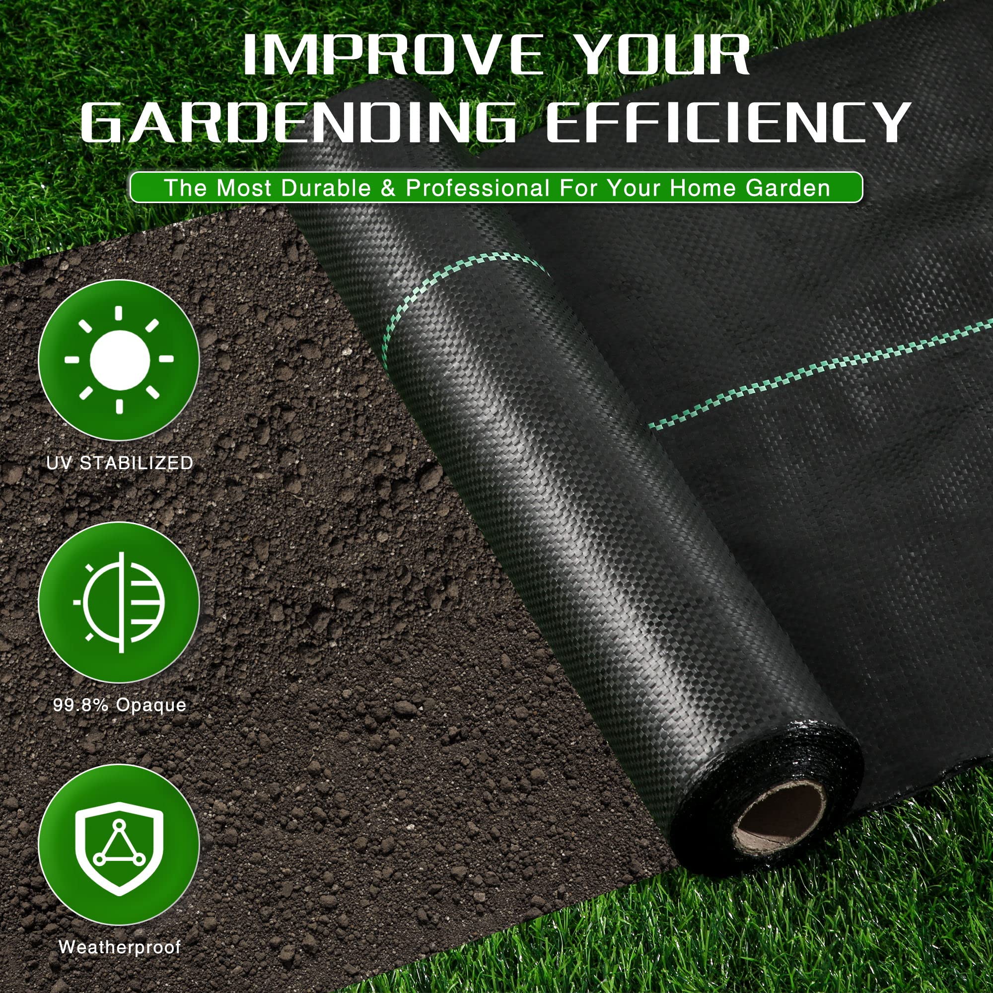 Kijamilee durable weed-blocking fabric for outdoor use with weather resistance.