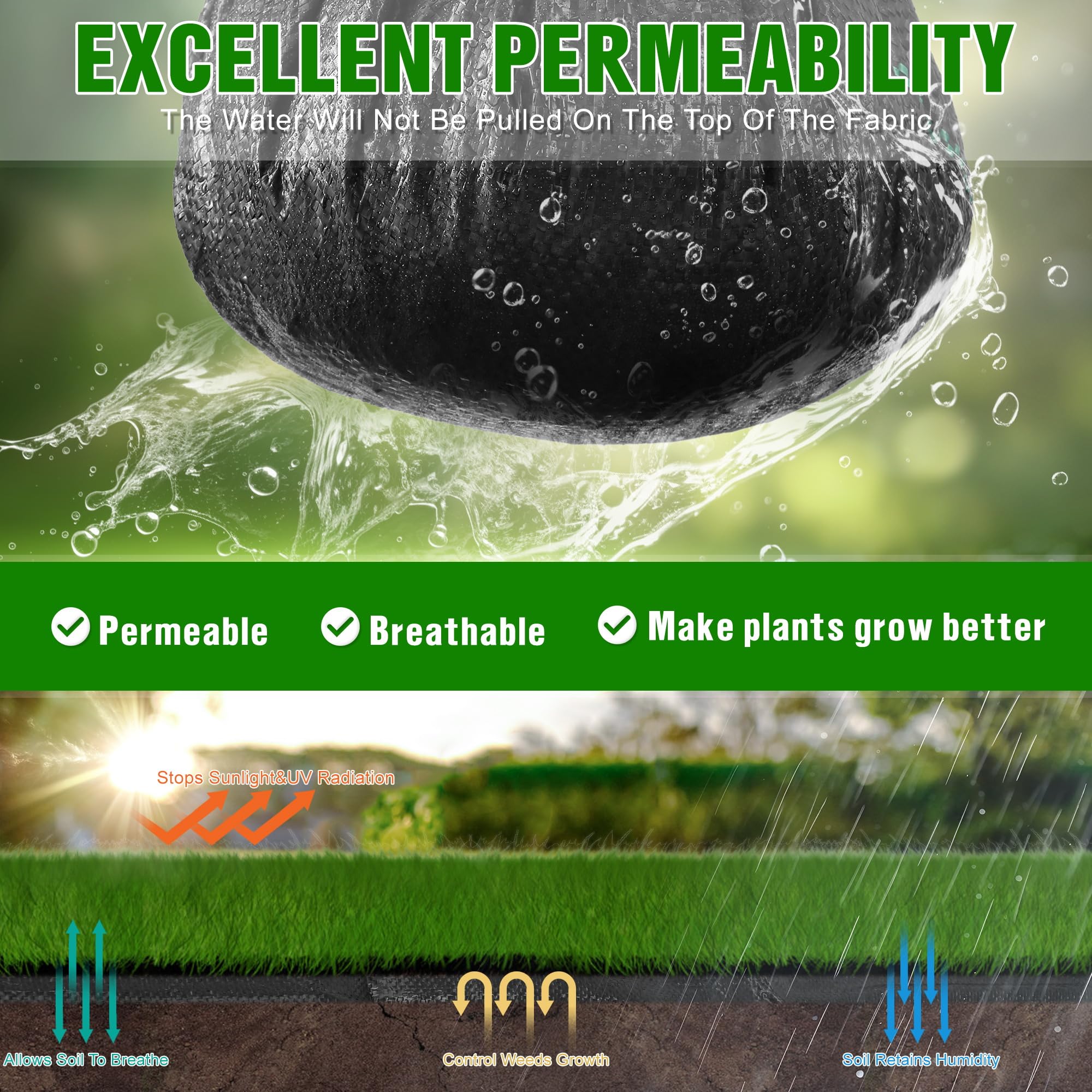 Kijamilee weed barrier close-up weave shows durable polypropylene texture