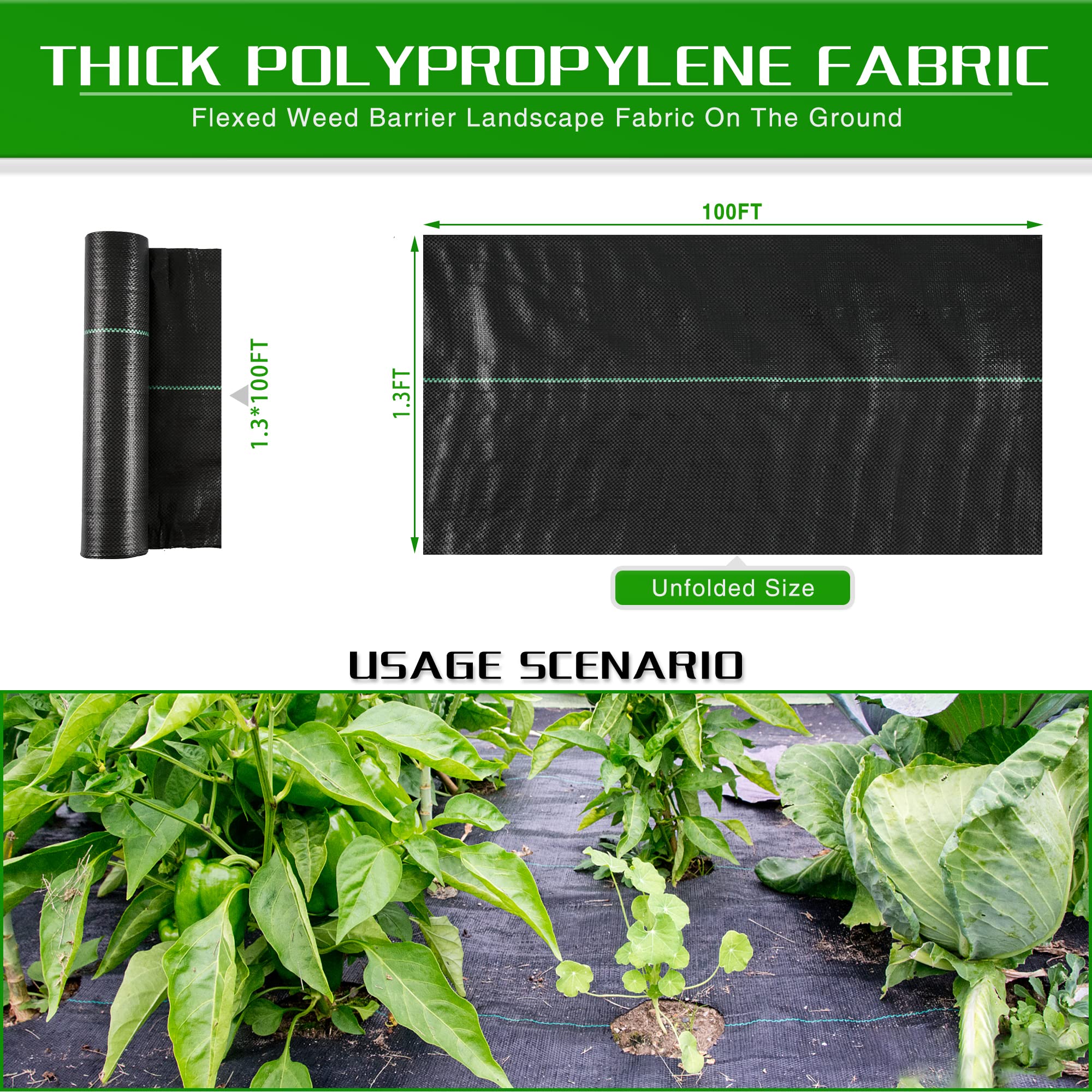 Kijamilee weed barrier fabric suitable for garden beds and driveways