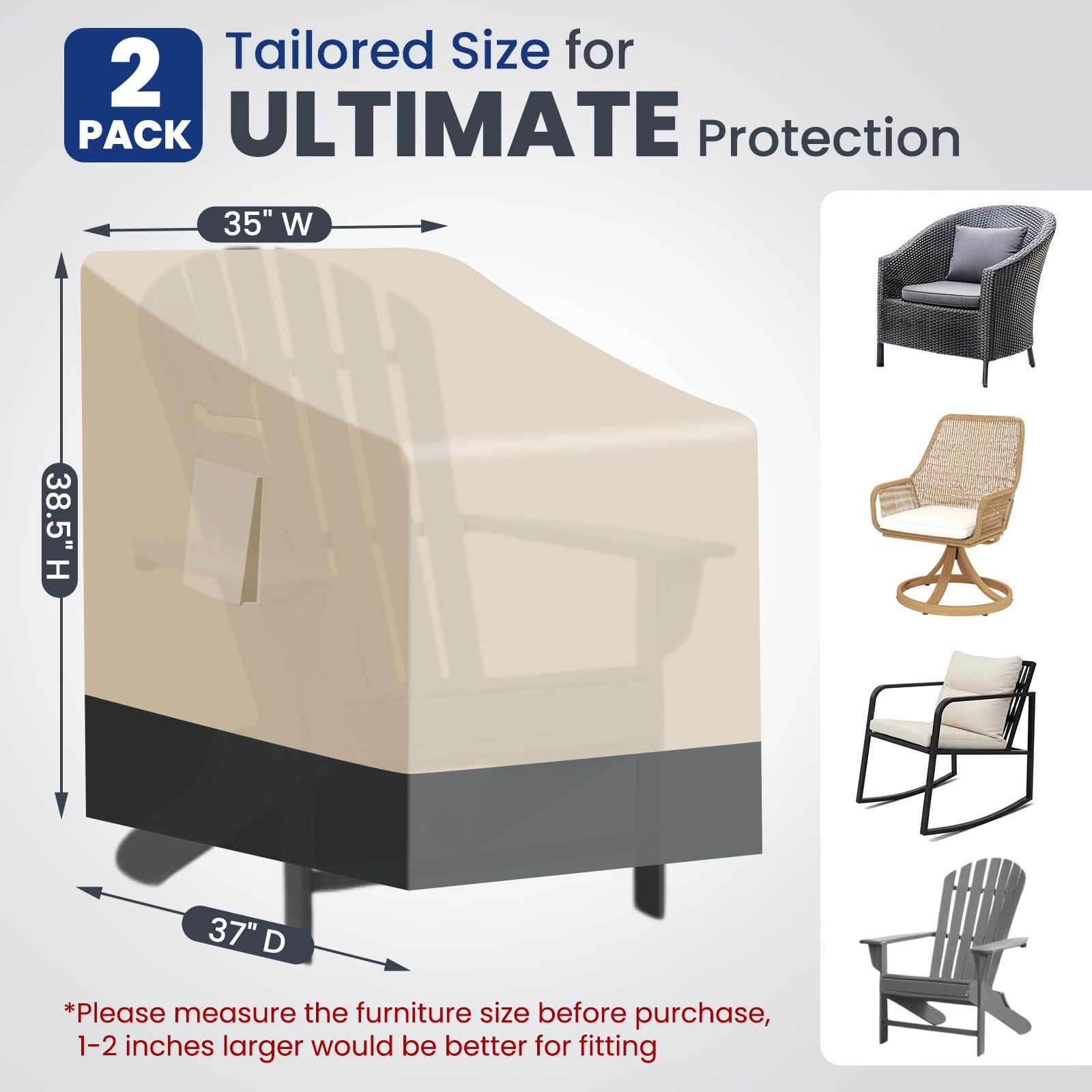 Kikcoin extra heavy duty chair cover side view shields chairs from wind and moisture