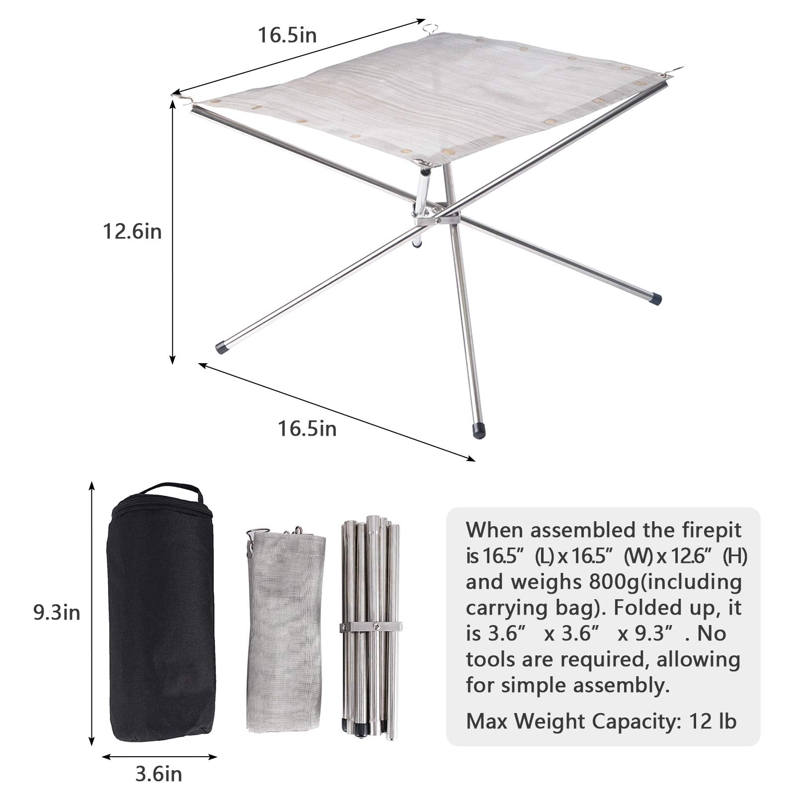 Kikerike fire pit with detachable components for compact packing after use.