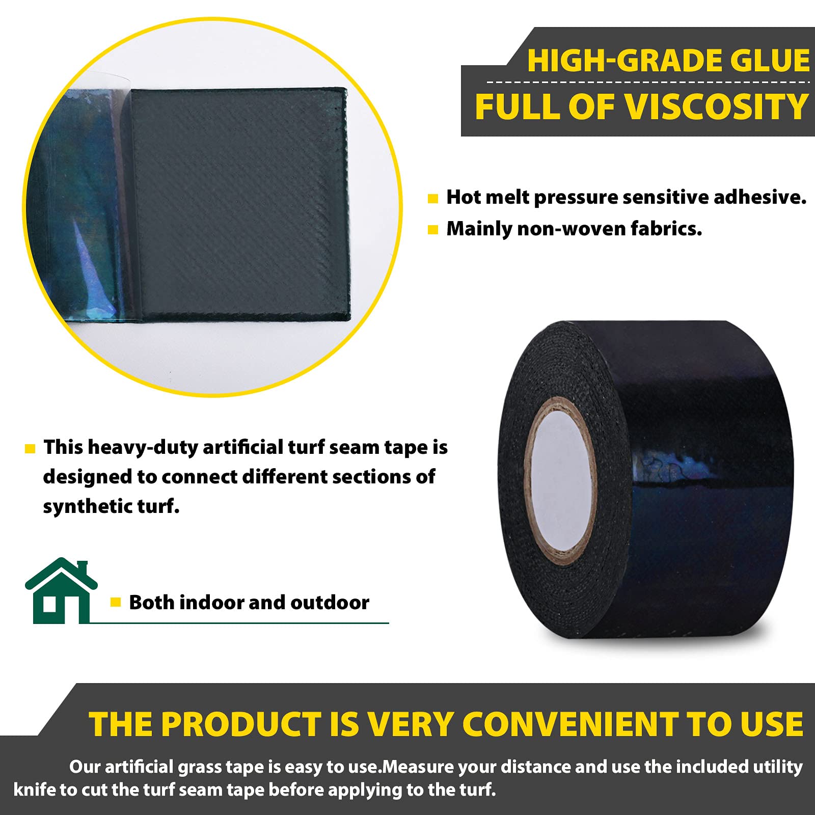 Kikerike lawn seam tape adhesive backing exposed during installation.