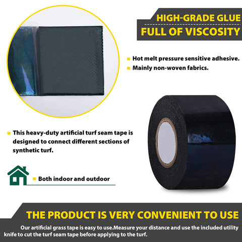 Kikerike lawn seam tape adhesive backing exposed during installation.