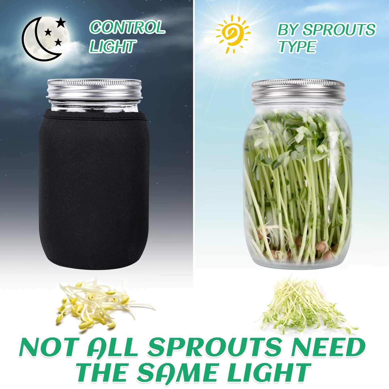Kikerike mesh lids provide airflow while draining, keeping sprouts clean.