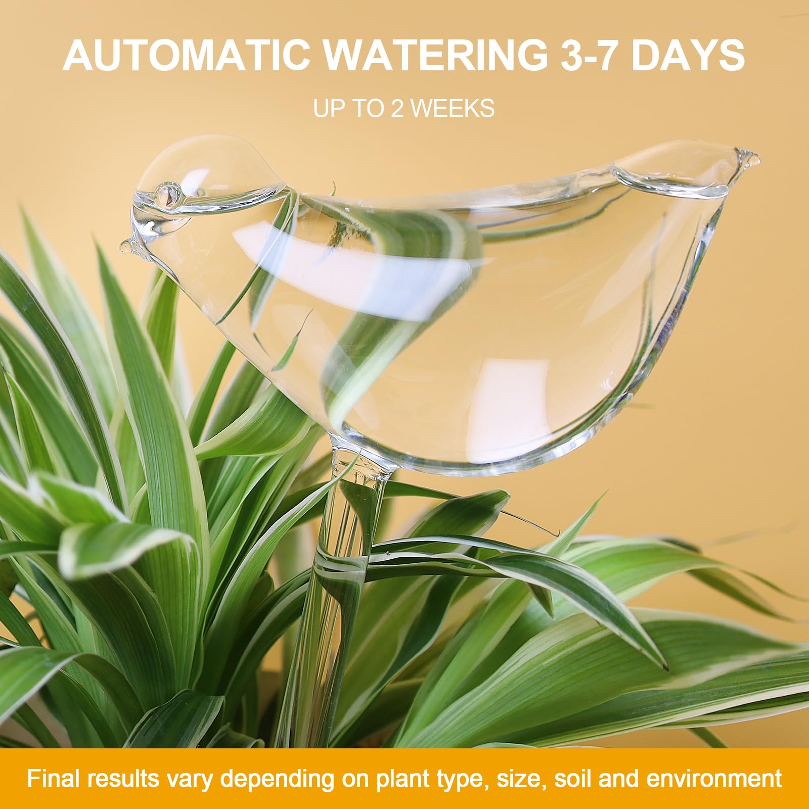 KiKiHeim bird ornament watering globes add decorative charm while hydrating plants.