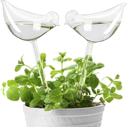 KiKiHeim bird-shaped watering globes provide auto hydration for indoor and outdoor plants.