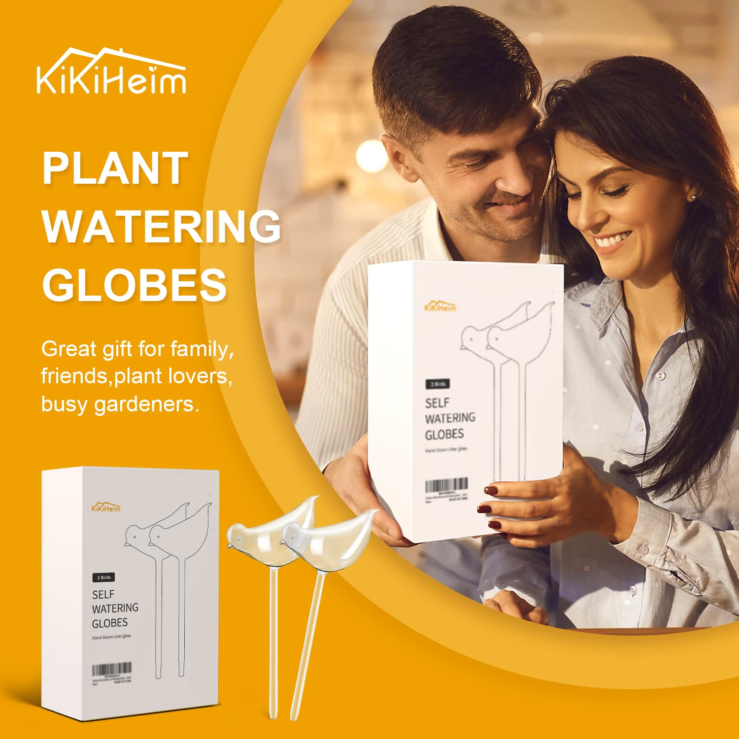 KiKiHeim indoor outdoor plant water globes support mixed plant setups.