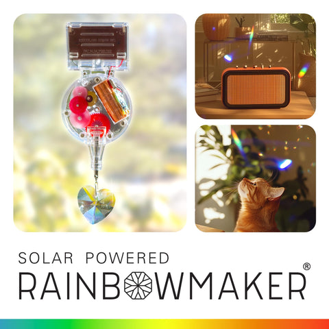 Rainbow patterns rotate in the room like a disco ball with the Rainbow Maker.