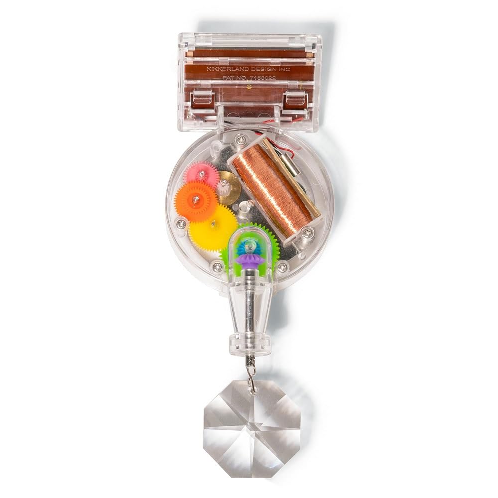 Kikkerland Solar Powered Rainbow Maker creates rotating rainbow reflections in a sunny window.