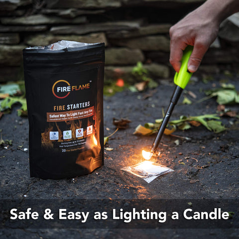 Kiknek FireFlame waterproof firestarter shines in rain or snow for outdoor grilling