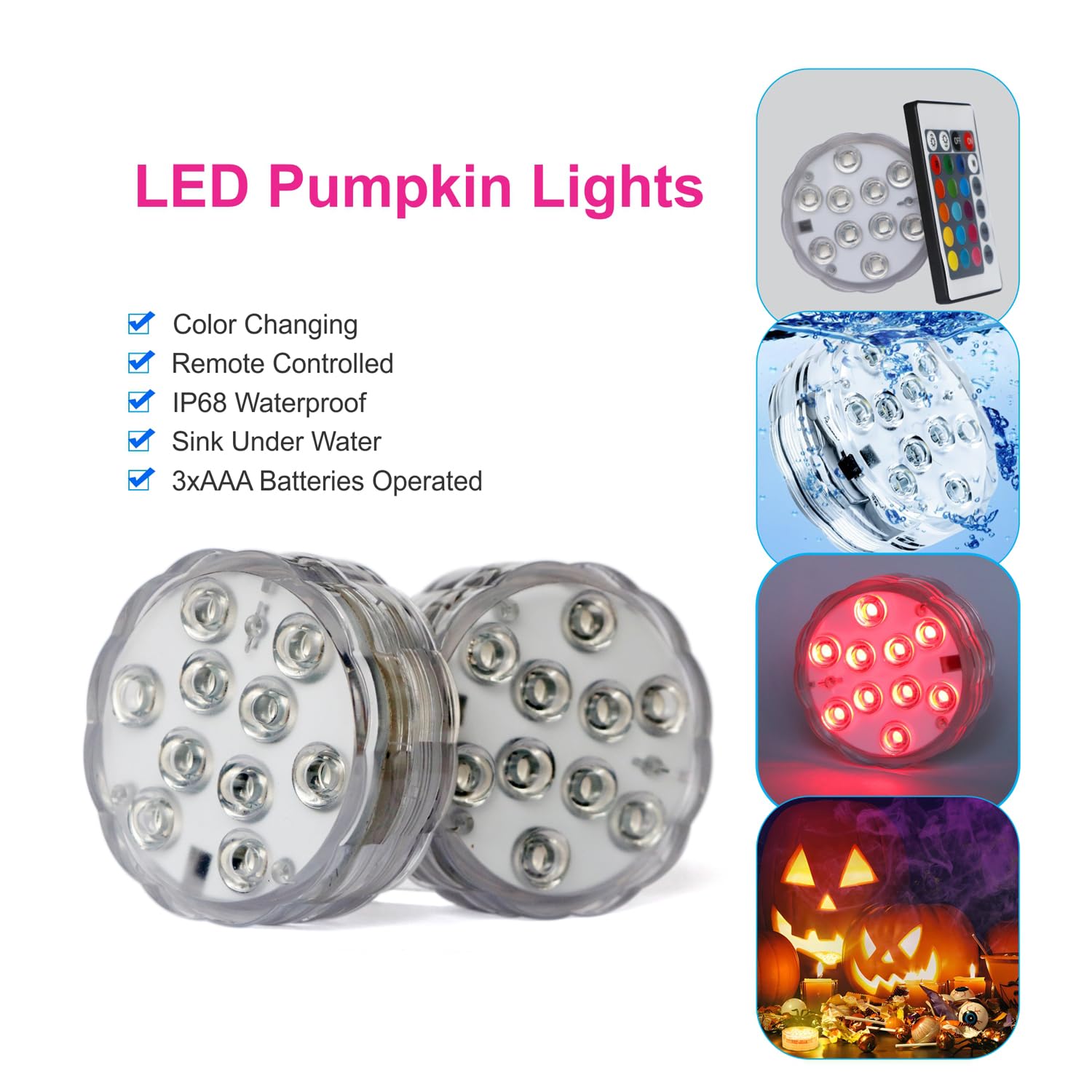 KIKOMO puck light with remote control for easy color changes