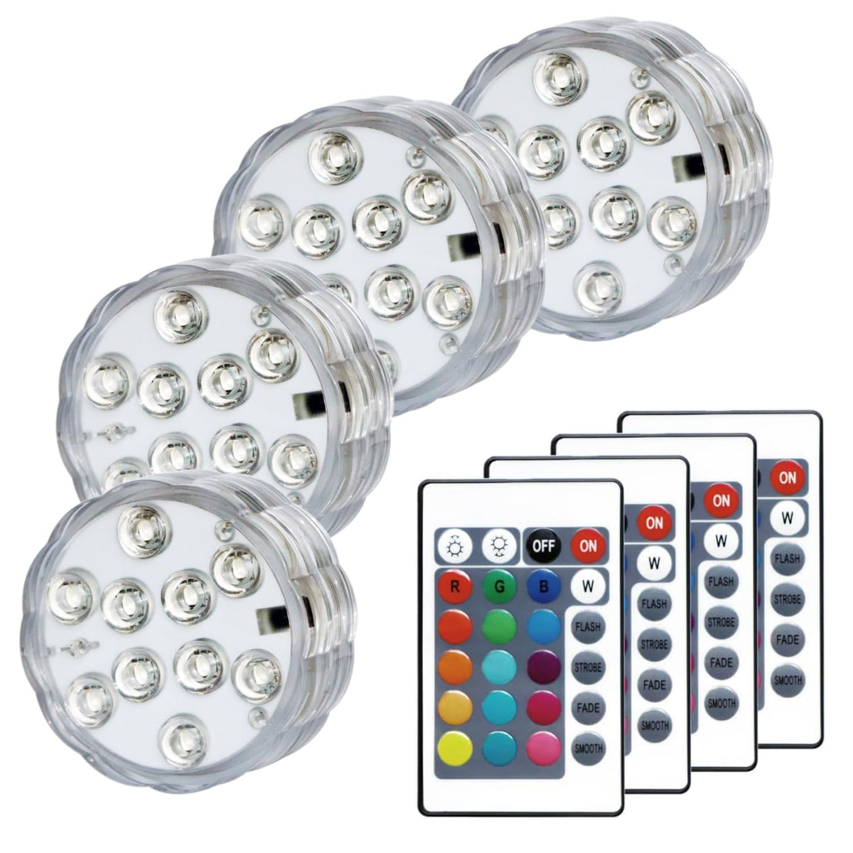 KIKOMO submersible pool light showcasing 16 colors for vibrant pool ambiance