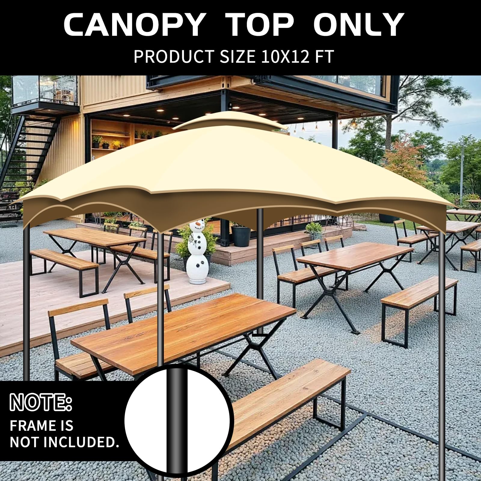 Kilakila two-tone off-white and khaki canopy adds stylish outdoor shade.
